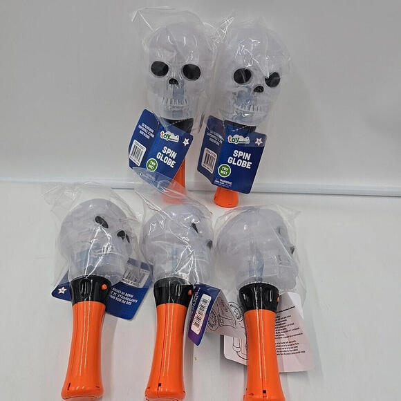 Halloween Fall Whimsy Spin Globe Light-Up‎ Toy Skull 5 Pack - Picture 1 of 13